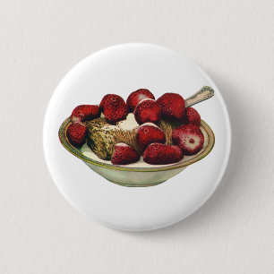 Badge Rond 5 Cm Céréales de petit-déjeuner sain vintage aux fraise