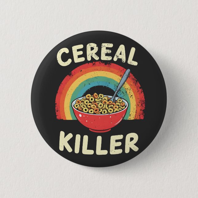 Badge Rond 5 Cm Céréales Killer Mens Food Pun True Crime (Devant)