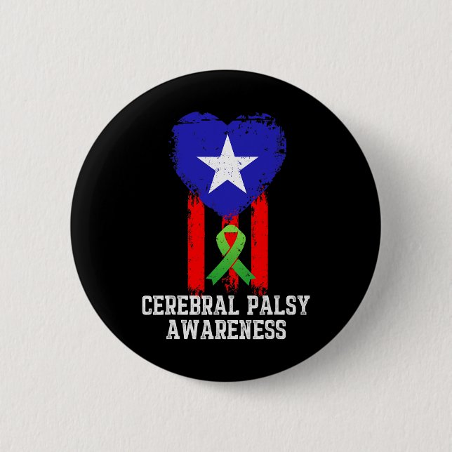 Badge Rond 5 Cm Cérébral Palsy Cp Sensibilisation Hardwork Us Guer (Devant)