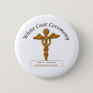 Badge Rond 5 Cm Cérémonie de blouse blanche Médicale or, cadeaux r