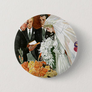 Badge Rond 5 Cm Cérémonie de mariage vintage, Mariée Groom Nouveau