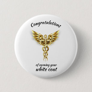 Badge Rond 5 Cm Cérémonie du manteau blanc Gold Médicale