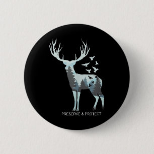 Badge Rond 5 Cm Cerf - Animal de forêt naturel - Préserver & Proté