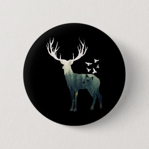 Badge Rond 5 Cm Cerf - Animal naturel - Cerf - Protection de l'env