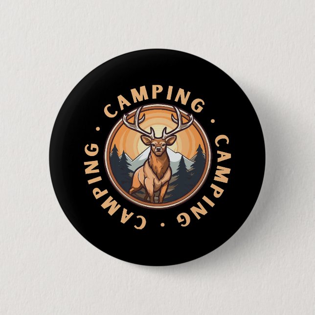 Badge Rond 5 Cm Cerf - Faune - Camping (Devant)