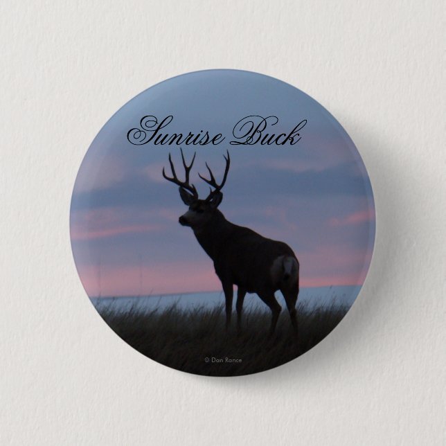 Badge Rond 5 Cm Cerf Mulet D3 Buck Sunrise (Devant)