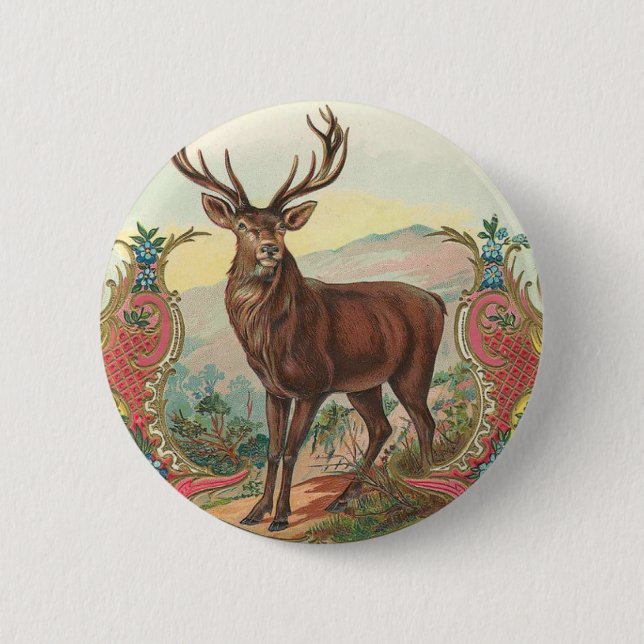 Badge Rond 5 Cm Cerfs communs (Devant)