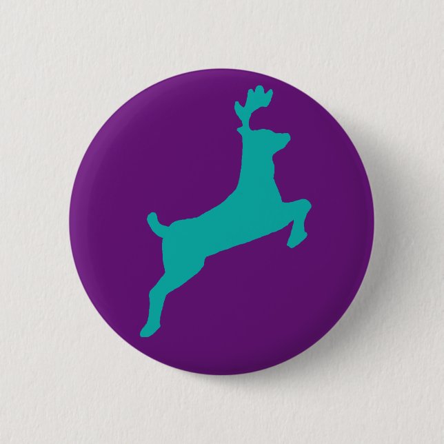 Badge Rond 5 Cm Cerfs communs turquoises (Devant)