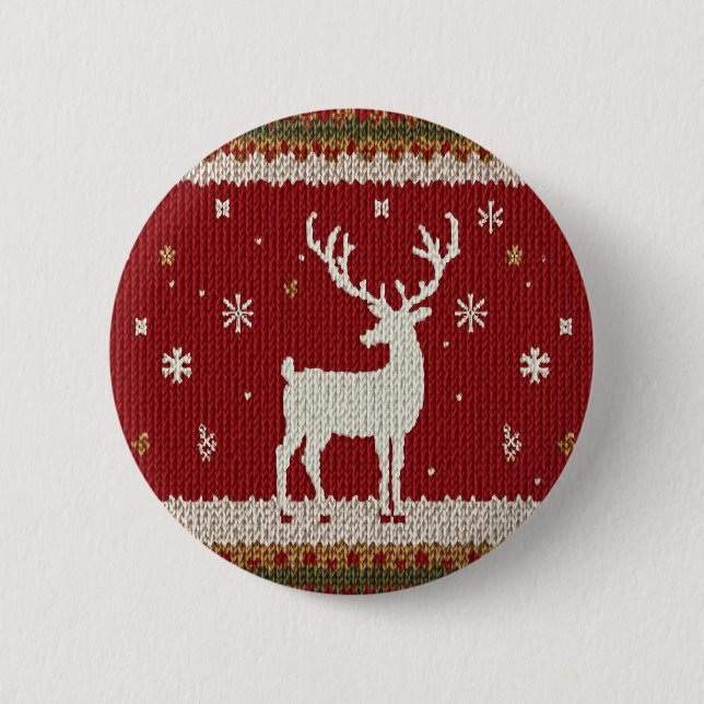 Badge Rond 5 Cm cerfs et hiver (Devant)