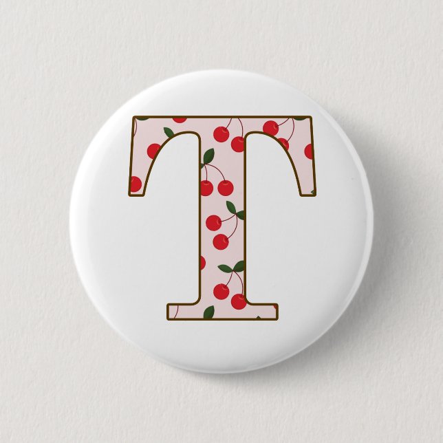 Badge Rond 5 Cm Cerise gaie T (Devant)