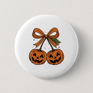 Badge Rond 5 Cm Cerises citrouilles Automne Fille Halloween Automn