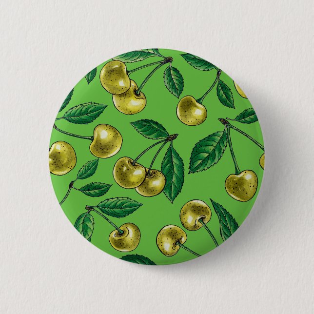 Badge Rond 5 Cm Cerises jaunes (Devant)
