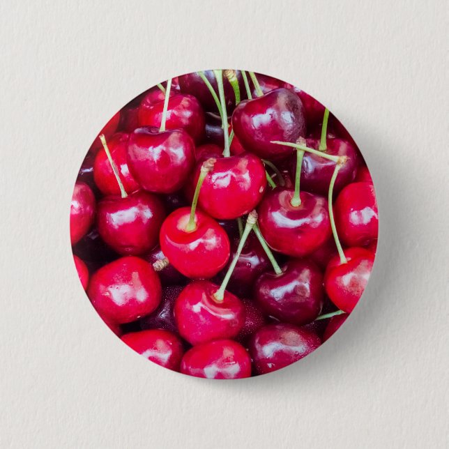 Badge Rond 5 Cm Cerises mûres fraîches (Devant)