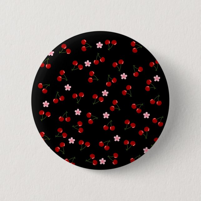 Badge Rond 5 Cm Cerises noires (Devant)