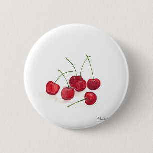 Badge Rond 5 Cm Cerises rouges