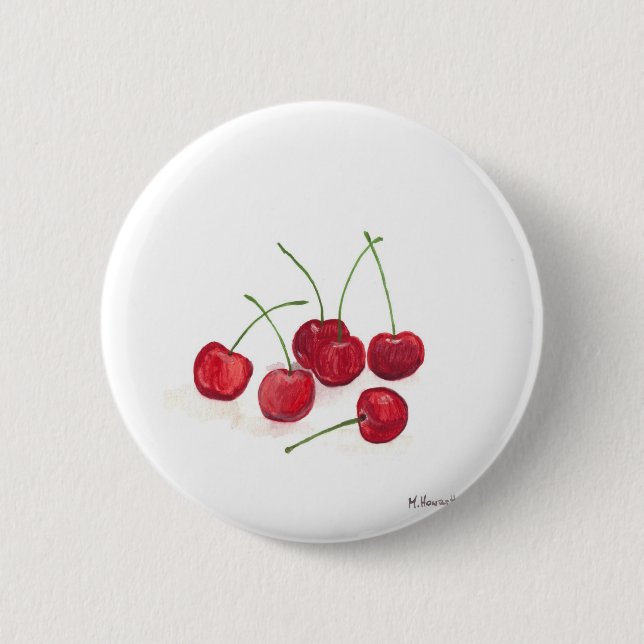 Badge Rond 5 Cm Cerises rouges (Devant)