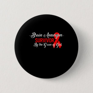 Badge Rond 5 Cm Cerveau Aneurie Sensibilisation Survivant Par Dieu