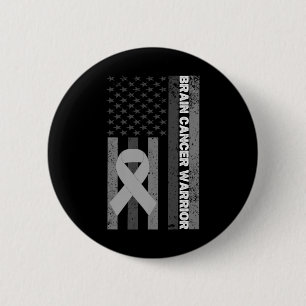 Badge Rond 5 Cm Cerveau Cancer Guerrier États-Unis Drapeau américa