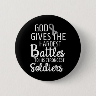 Badge Rond 5 Cm Cerveau Cancer Survivant Motivational Grey Ri