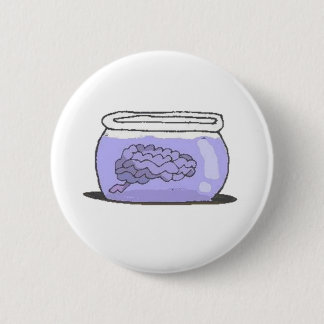 Badge Rond 5 Cm cerveau dans le bocal à poissons