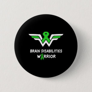 Badge Rond 5 Cm Cerveau invalidé Guerrier de sensibilisation Ruban
