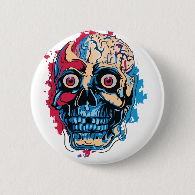 Badge Rond 5 Cm Cerveau Zombie (Devant)