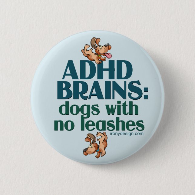 Badge Rond 5 Cm CERVEAUX ADHD (bleu) (Devant)