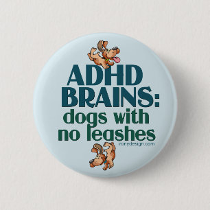Badge Rond 5 Cm CERVEAUX ADHD (bleu)