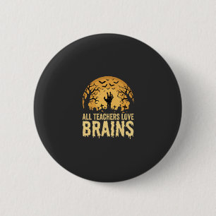 Badge Rond 5 Cm Cerveaux de professeurs d'Halloween