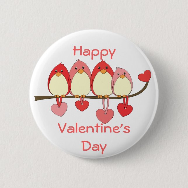 Badge Rond 5 Cm Ces Oiseaux Sur Valentines DAy (Devant)