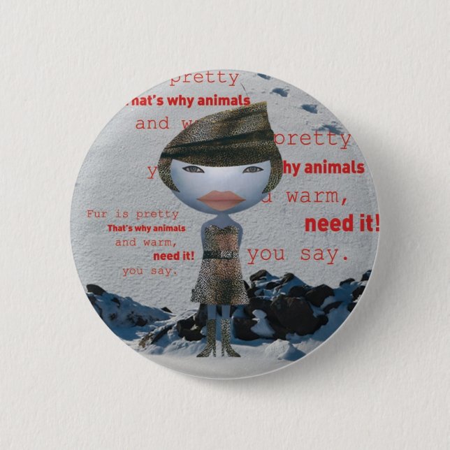 Badge Rond 5 Cm Cessez d'employer la FOURRURE animale ! (Devant)