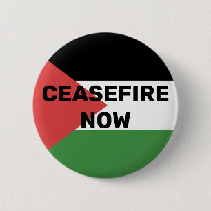 BADGE ROND 5 CM CESSEZ-LE-FEU PALESTINE GRATUIT MAINTENANT ROUGE N