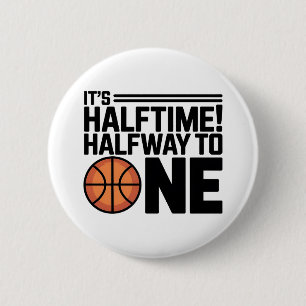 Badge Rond 5 Cm C'est la mi-temps ! Sports de basket-ball Demi-Ann
