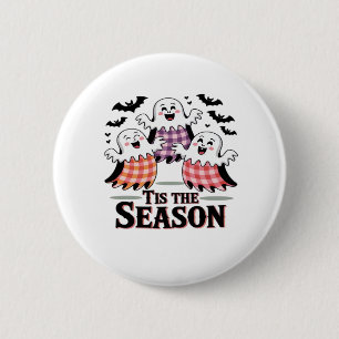 Badge Rond 5 Cm C'est la saison à carreaux Halloween