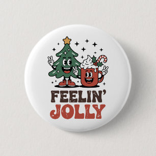Badge Rond 5 Cm C'Est La Saison Arbre De Noël Santa Hat Café