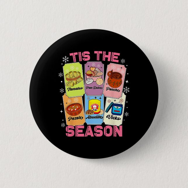 Badge Rond 5 Cm C'Est La Saison Carte de Noël Mexicaine Pan de Noë (Devant)