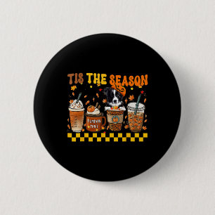 Badge Rond 5 Cm C'Est La Saison Citrouille Café Frontière Collie H