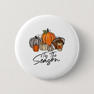 Badge Rond 5 Cm C'Est La Saison Citrouille Leaf Latte Fall Thanksg