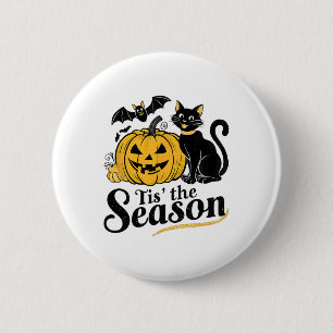 Badge Rond 5 Cm C'Est La Saison Halloween chauves-souris Citrouill
