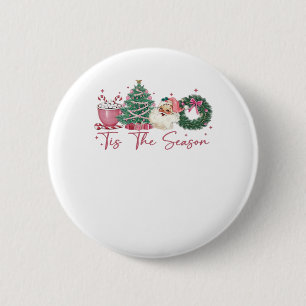 Badge Rond 5 Cm C'est la saison Joyeux Noël Mignon Xmas Café Ch