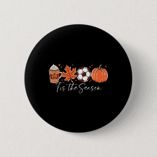 Badge Rond 5 Cm C'Est La Saison Soccer Citrouille Épice Feuilles A