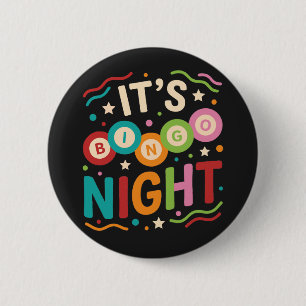 Badge Rond 5 Cm C'est la soirée Bingo Coloré Bingo Joueur Rétro Fê