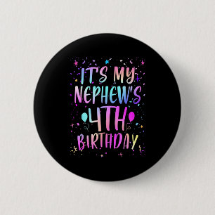 Badge Rond 5 Cm C'est l'anniversaire de 4 ans de mon neveu Coloré 
