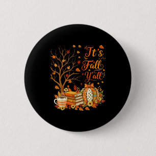 Badge Rond 5 Cm C'est l'automne à tous Floral Citrouille Café d'au