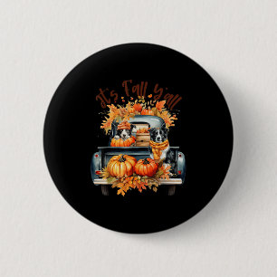 Badge Rond 5 Cm C'est l'automne, les Border Collie, les citrouille