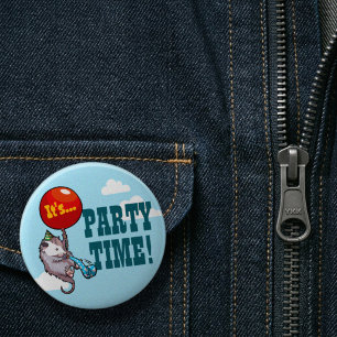 Badge Rond 5 Cm C'est l'HEURE DE LA FÊTE ! Opossum flottant Ballon