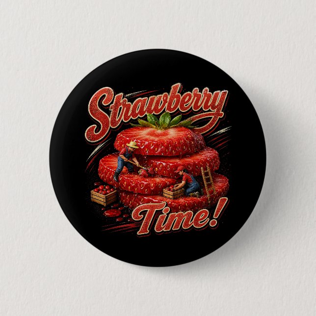 Badge Rond 5 Cm C'est l'heure des fraises ! (Devant)