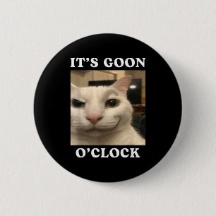 Badge Rond 5 Cm C'est l'heure du fou Chat drôle