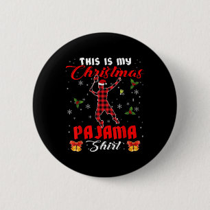 Badge Rond 5 Cm C'est ma chemise de pyjama de Noël Santa carreaux