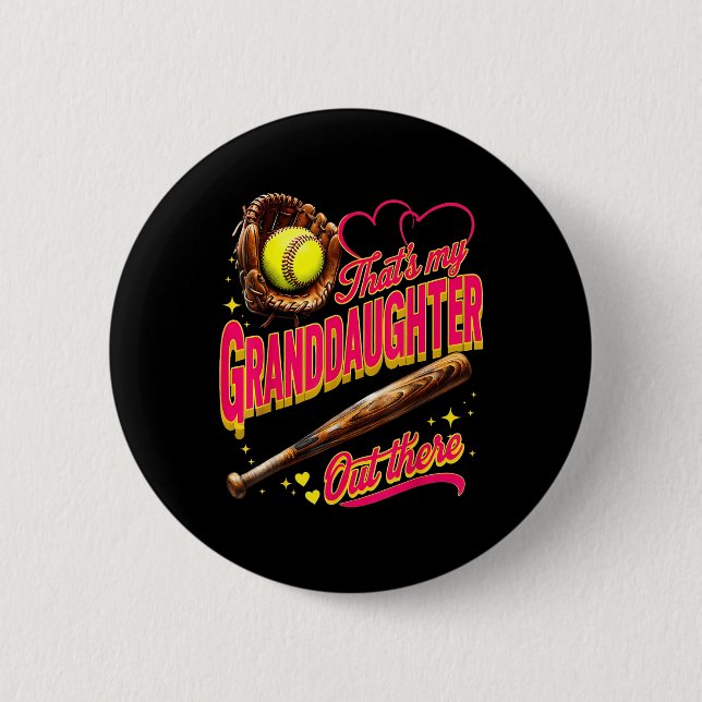Badge Rond 5 Cm C'Est Ma Petite-Fille Là-Bas, Grand-Mère De Softba (Devant)